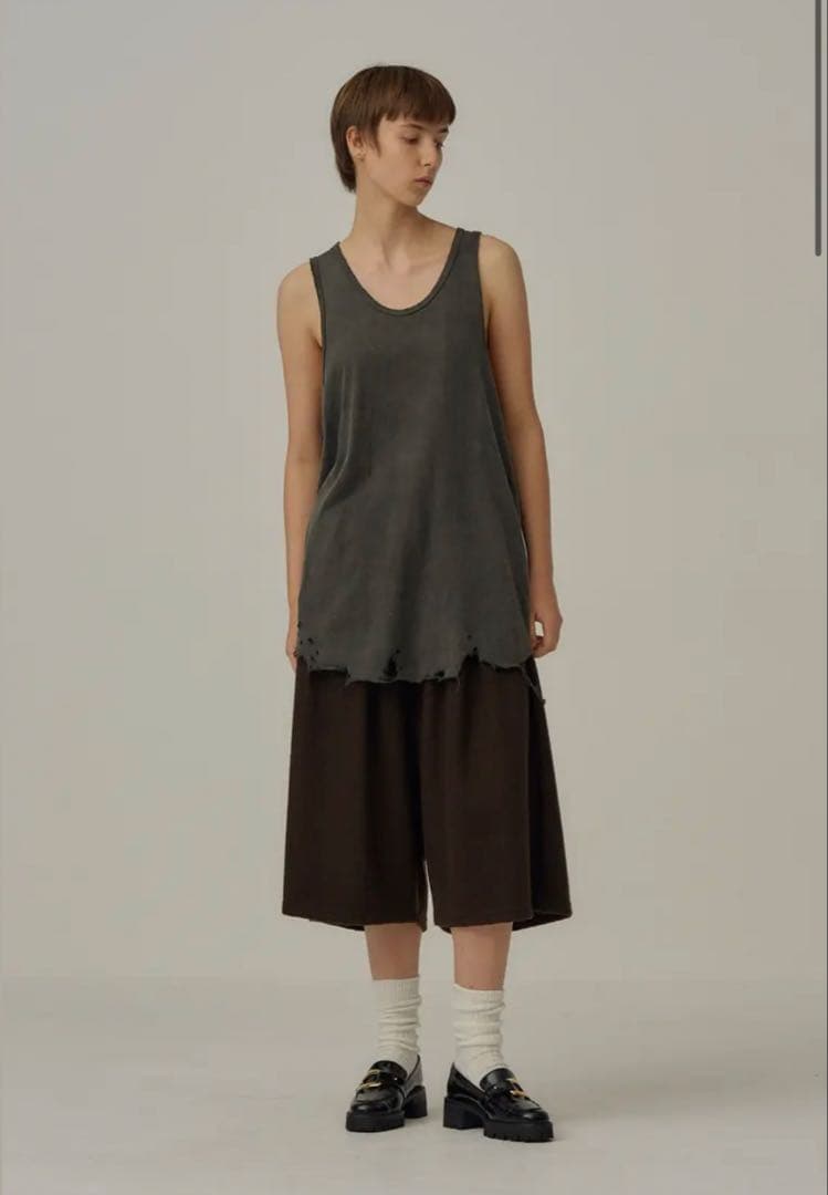 トップス ANCELLM DAMAGE TANK TOP BLACK 1
