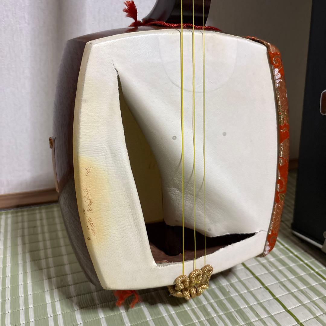 三味線　バチ　三絃駒　ハードケース 　和楽器　弦楽器　皮破れ