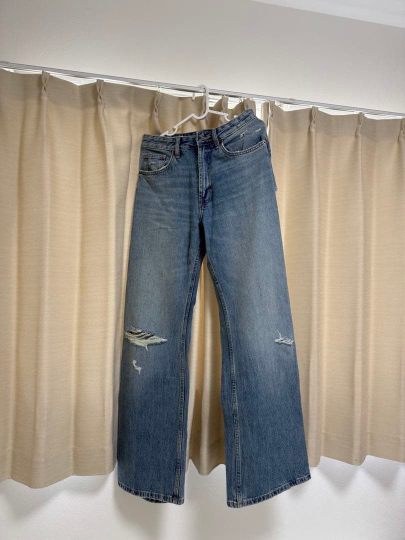 zara TRF ダメージ加工ボーイフレンドデニムパンツ　32 5号サイズ