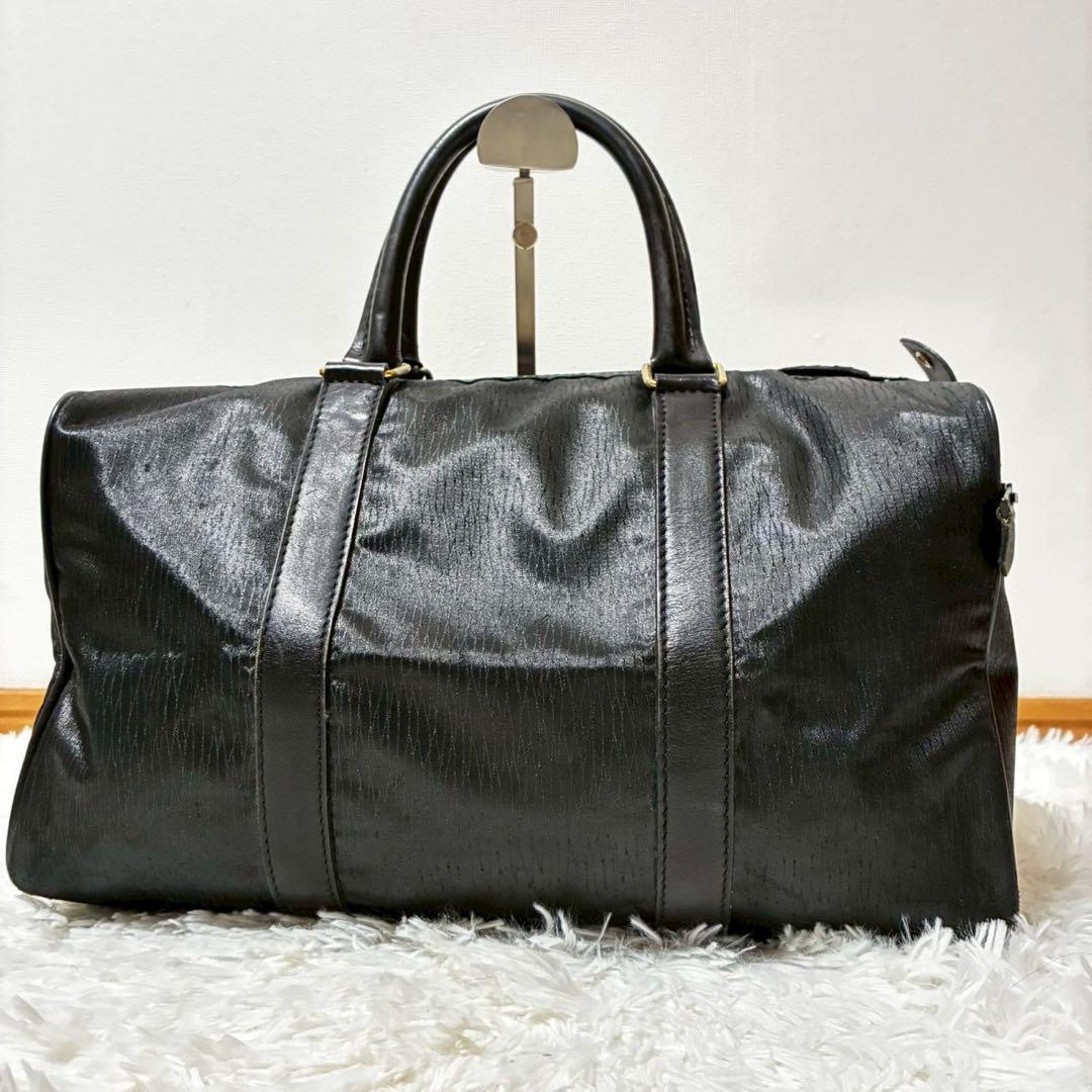 美品　dunhill ボストンバッグ ロゴ　PVC 黒　大容量　サイドポケット
