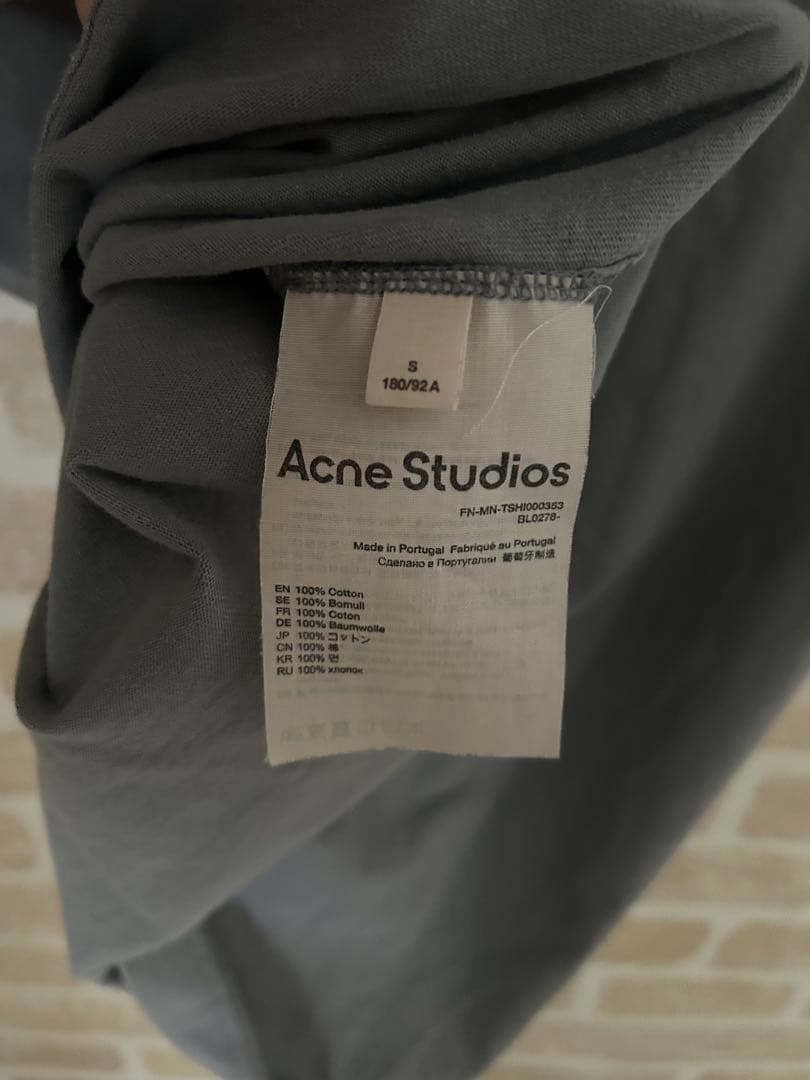 Acne Studios アクネ Tシャツ ロゴ スタンプ スチールグレー S