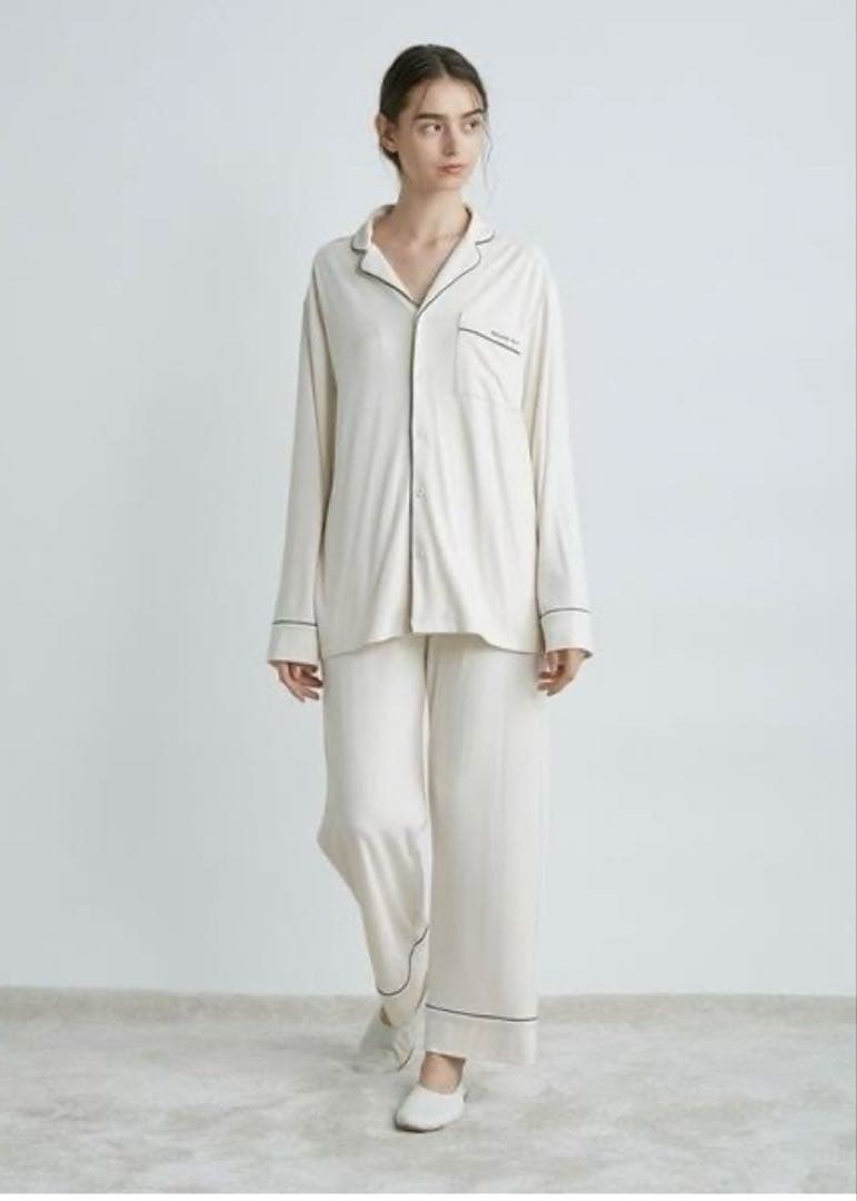 美品✨ジェラートピケ　モダールパイピングシャツ＆ロングパンツ　セット