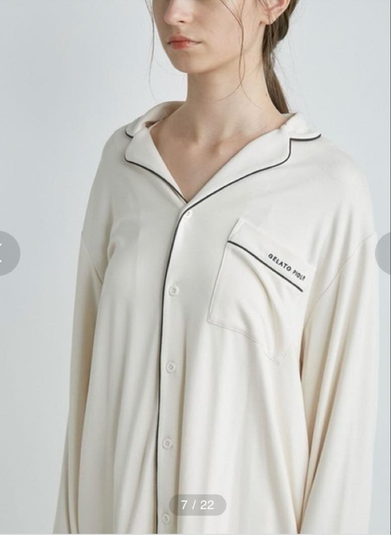 美品✨ジェラートピケ　モダールパイピングシャツ＆ロングパンツ　セット