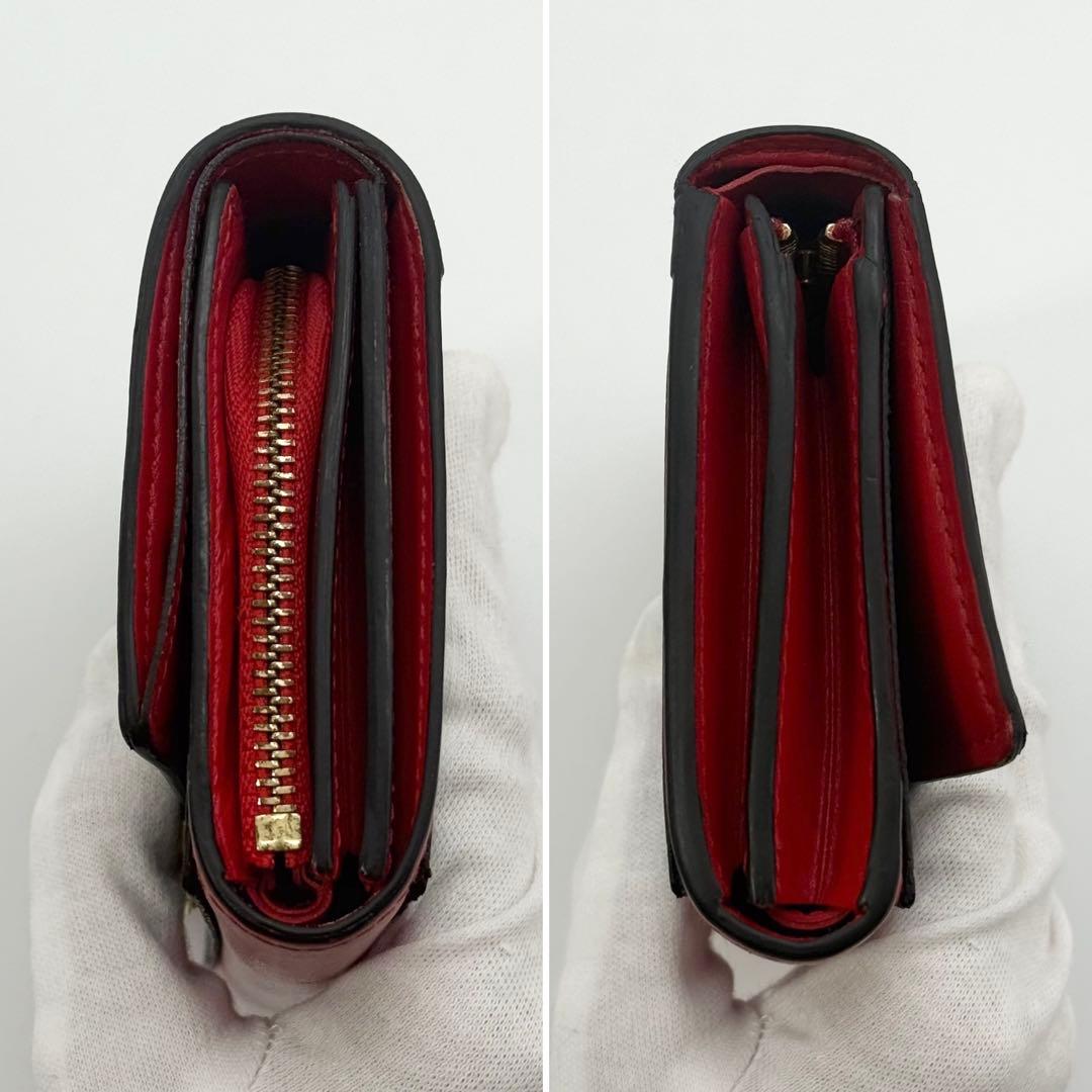 美品 ルイヴィトン モノグラム フロール コンパクト 二つ折り財布 赤 レッド