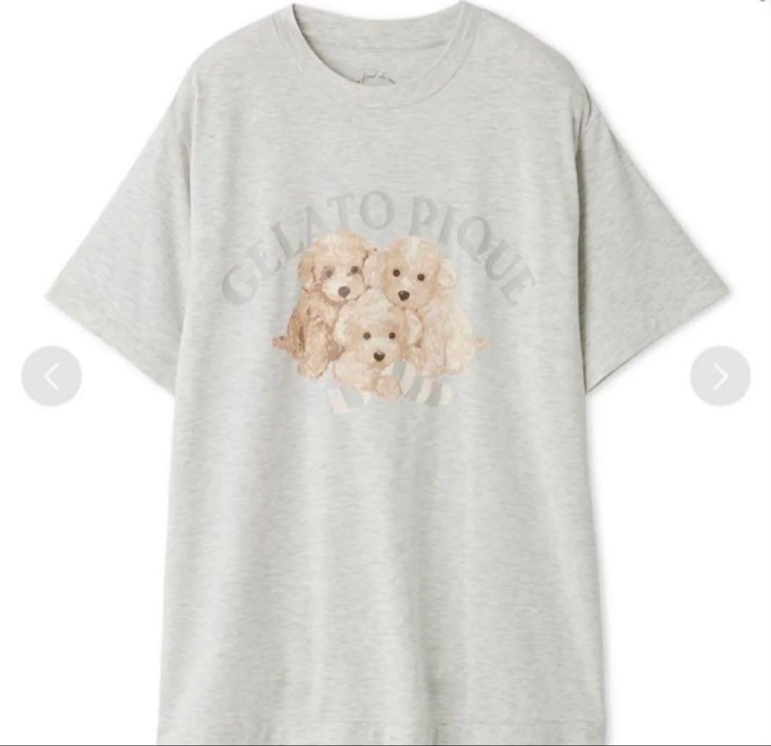 【新品未使用】ジェラートピケ　犬　プードル　ロゴ　半袖Tシャツ&ロングパンツ