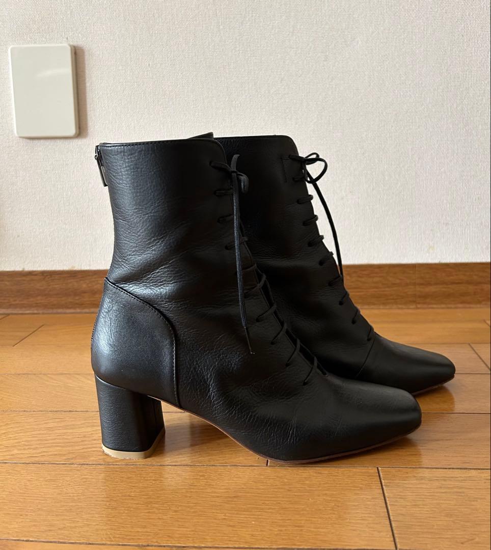 DIANA ダイアナ スクエアトゥ レースアップブーツイル　23cm レザー 黒