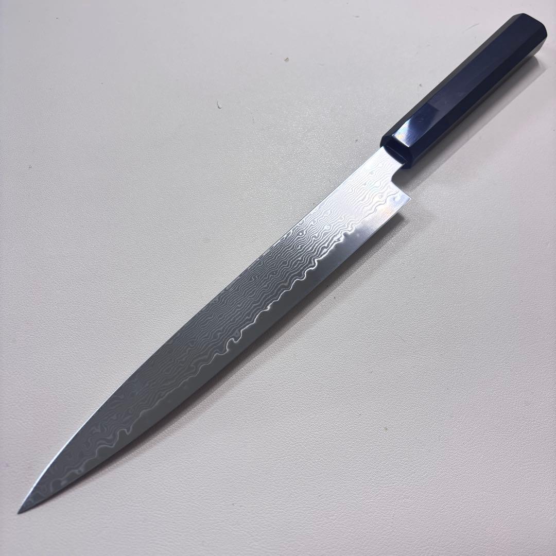 240mm 柳刃包丁　ダマスカス黒檀 本水牛八角柄　刺身包丁 和包丁 「鞘付き…