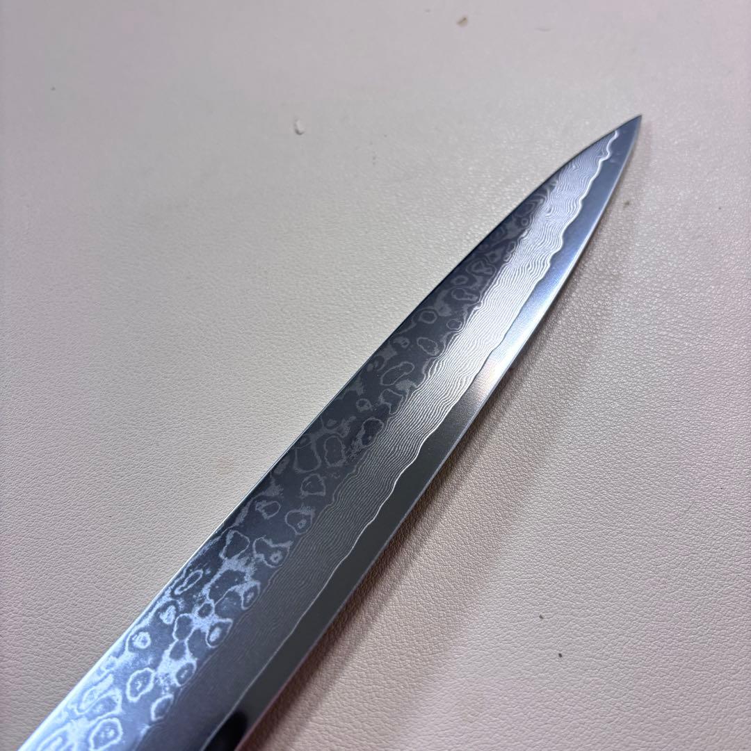 240mm 柳刃包丁　ダマスカス黒檀 本水牛八角柄　刺身包丁 和包丁 「鞘付き…