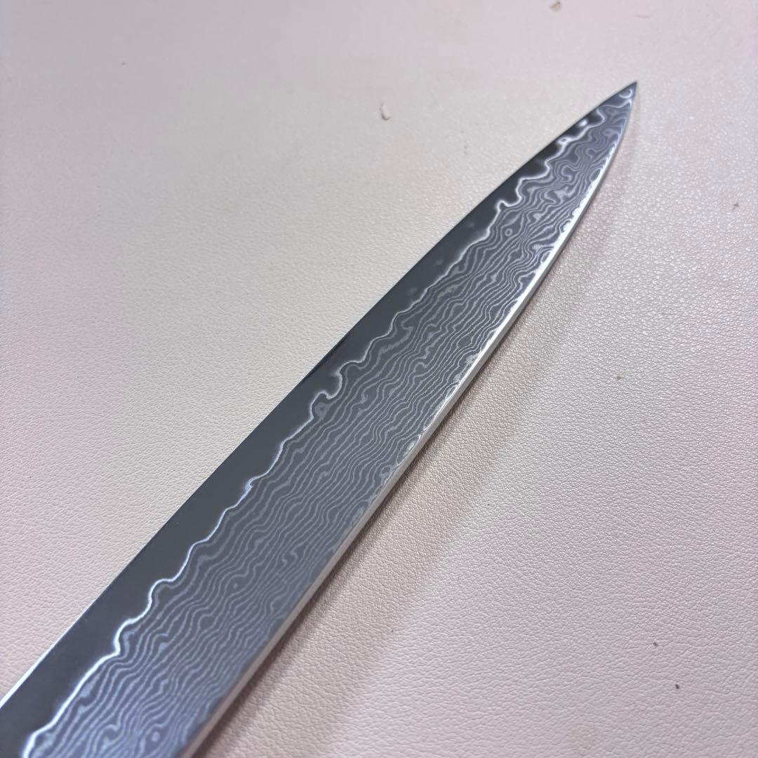240mm 柳刃包丁　ダマスカス黒檀 本水牛八角柄　刺身包丁 和包丁 「鞘付き…