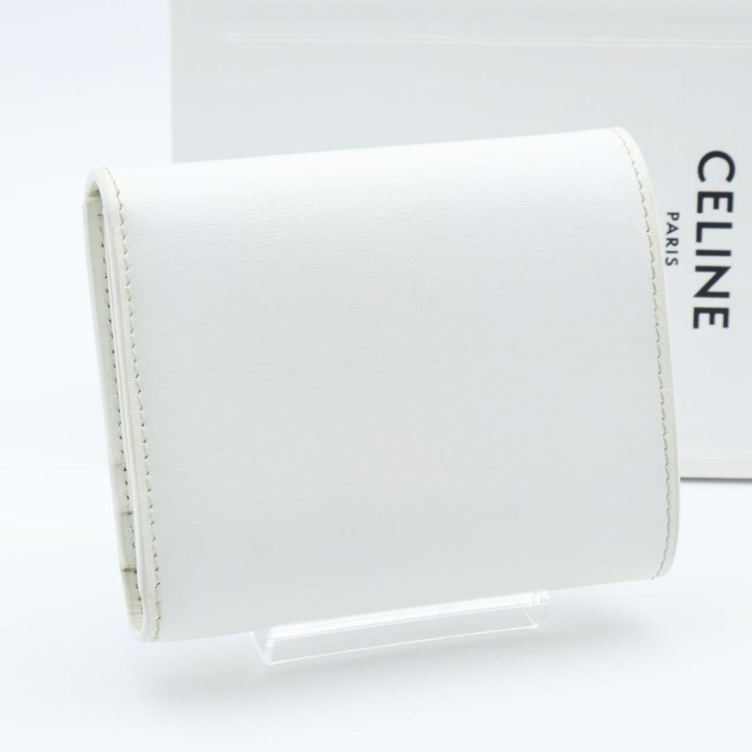 【極美品】CELINE スモールフラップウォレット 白　三つ折り財布　トリオンフ