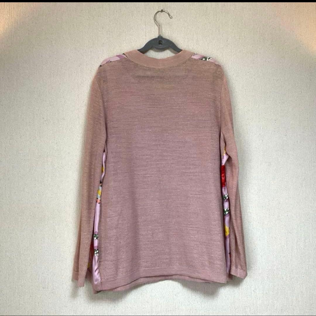 ヴィンテージ　GUCCI シルク　スカーフ柄カーディガン　M