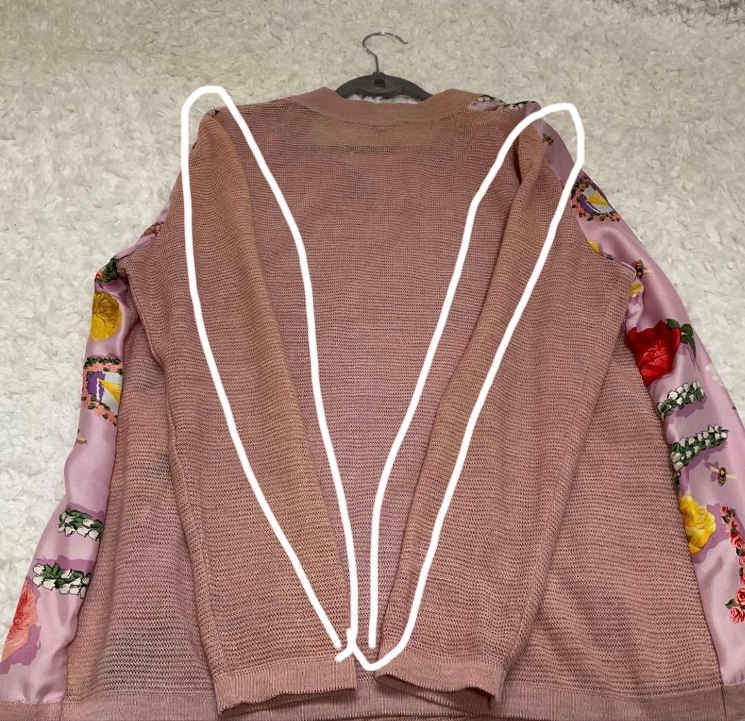 ヴィンテージ　GUCCI シルク　スカーフ柄カーディガン　M