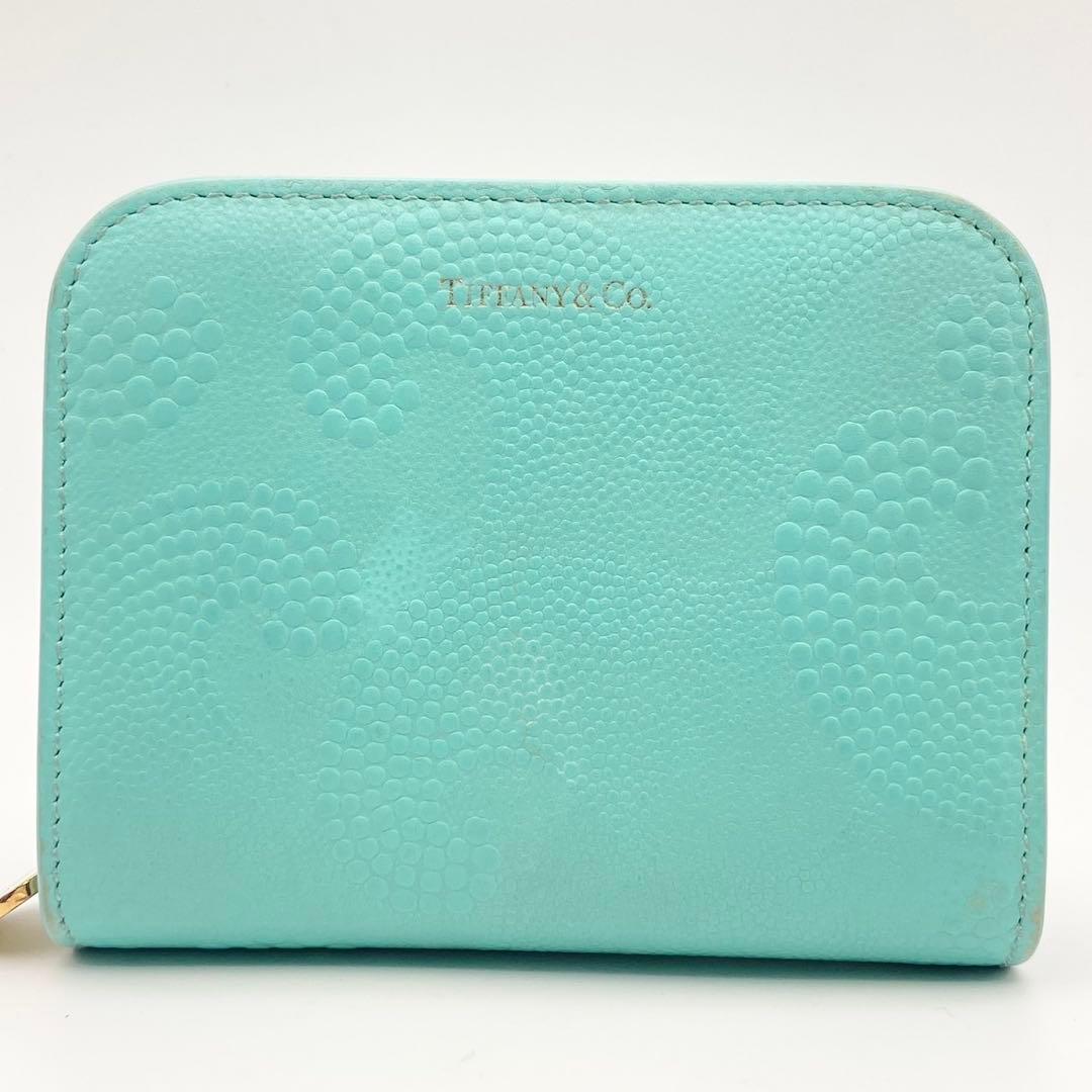 極美品● ティファニー コンパクトウォレット ケース レザー