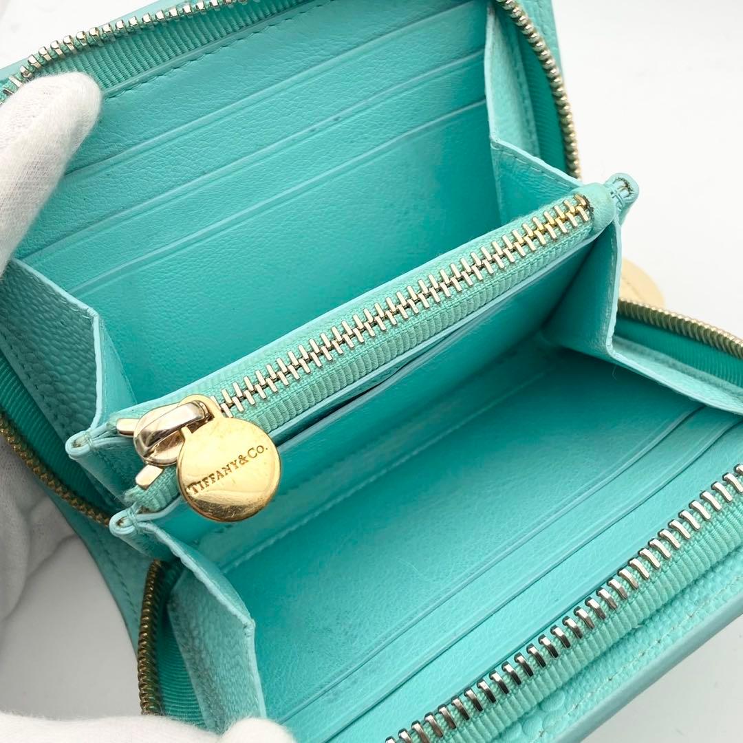 極美品● ティファニー コンパクトウォレット ケース レザー