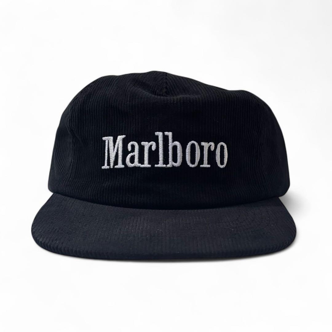 Marlboro マルボロ コーデュロイキャップ CAP Black 白刺繍