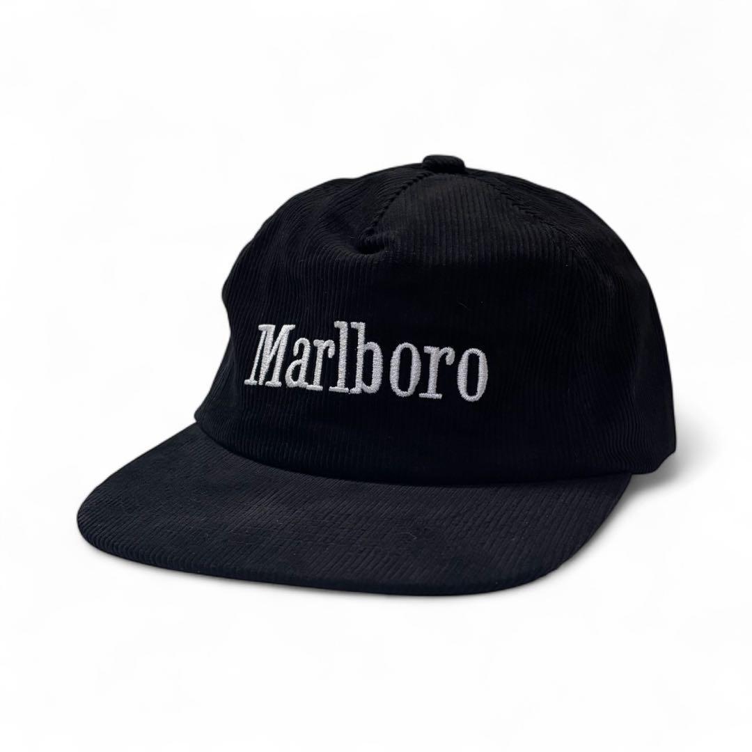 Marlboro マルボロ コーデュロイキャップ CAP Black 白刺繍