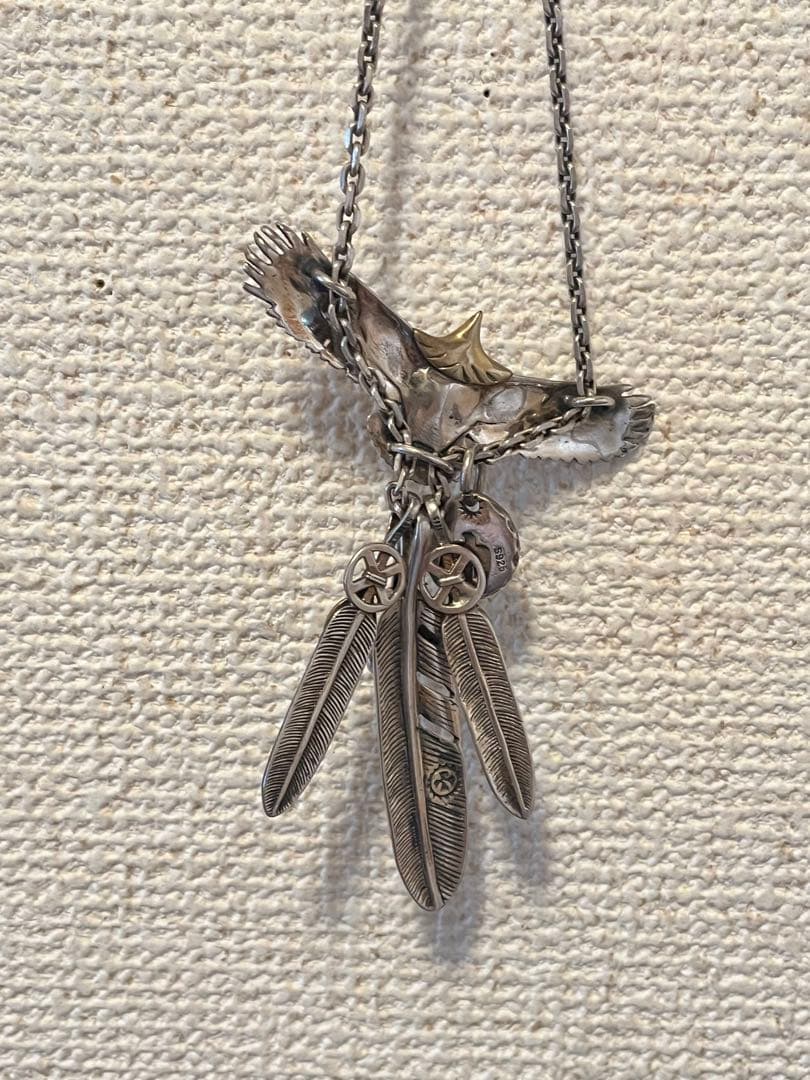 シルバー925 イーグル ネックレス フェザー 45g 刻印 ゴローズ風