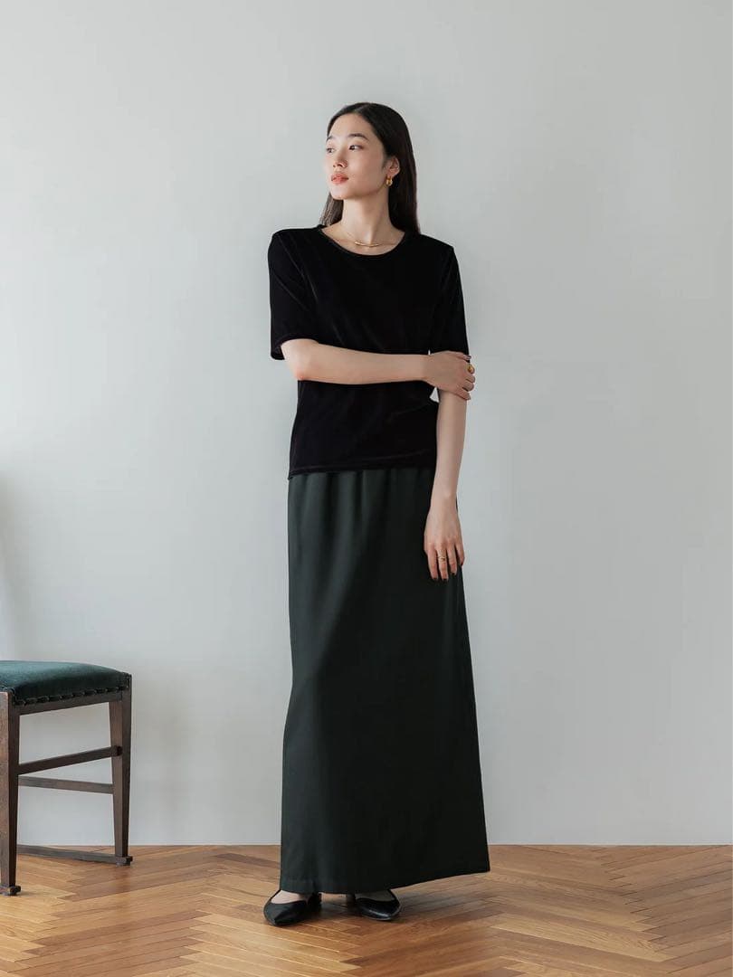 本日限定値下！クルーレ crewre テンセルコットンピケIラインスカート　3
