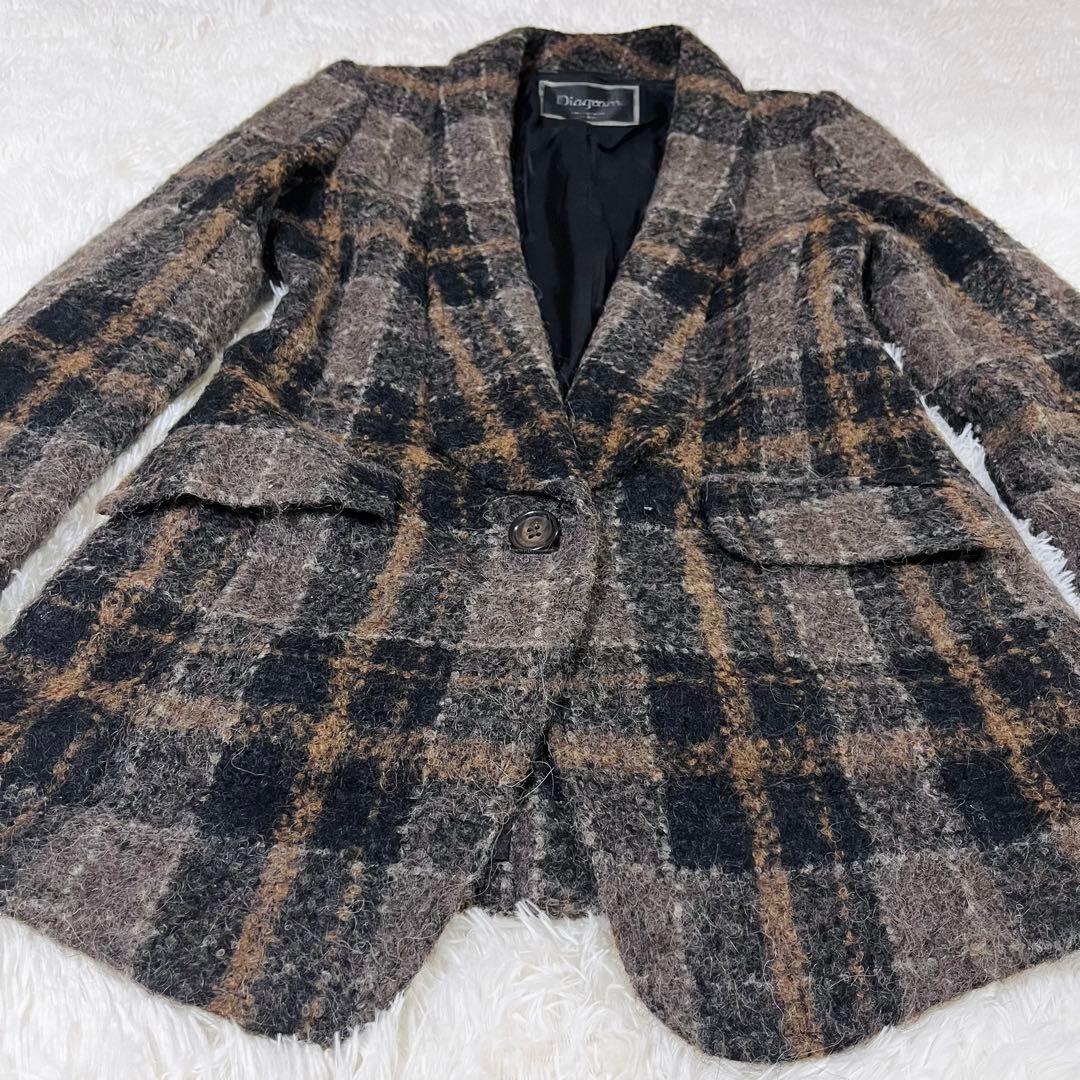 美品 グレースコンチネンタル モヘヤ アルパカ ツイード ジャケット 36