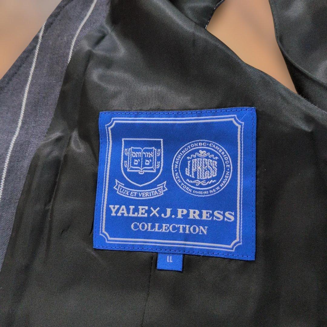 YALE×J.PRESSストライプ スーツベストLLリネン100％