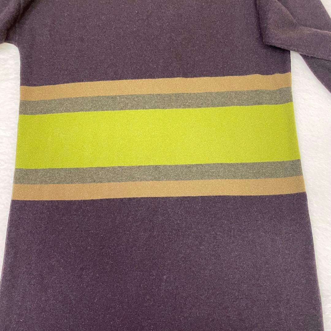 美品　CIVIDINI カシミヤ100% 幾何学模様 ダークパープル ワンピース