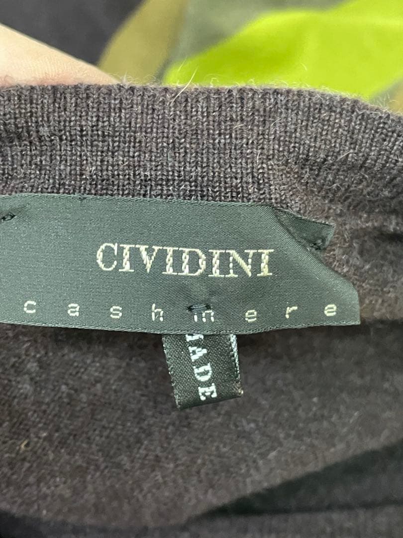 美品　CIVIDINI カシミヤ100% 幾何学模様 ダークパープル ワンピース