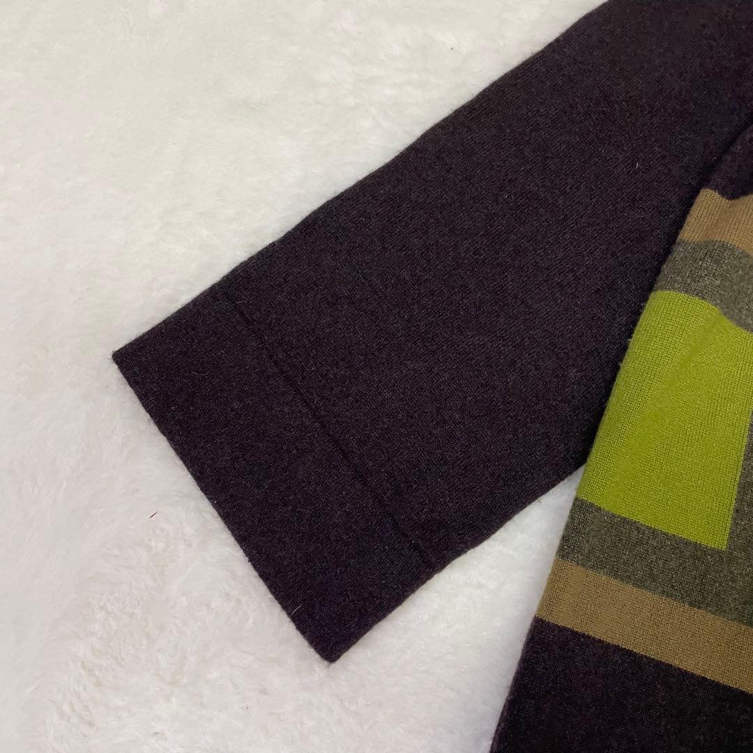 美品　CIVIDINI カシミヤ100% 幾何学模様 ダークパープル ワンピース
