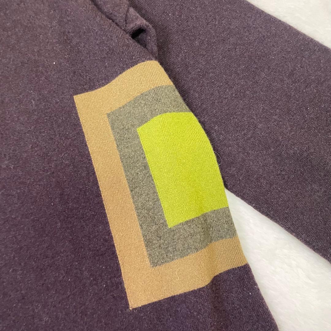 美品　CIVIDINI カシミヤ100% 幾何学模様 ダークパープル ワンピース