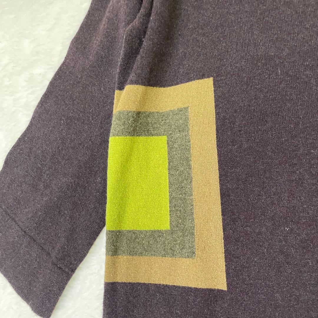 美品　CIVIDINI カシミヤ100% 幾何学模様 ダークパープル ワンピース
