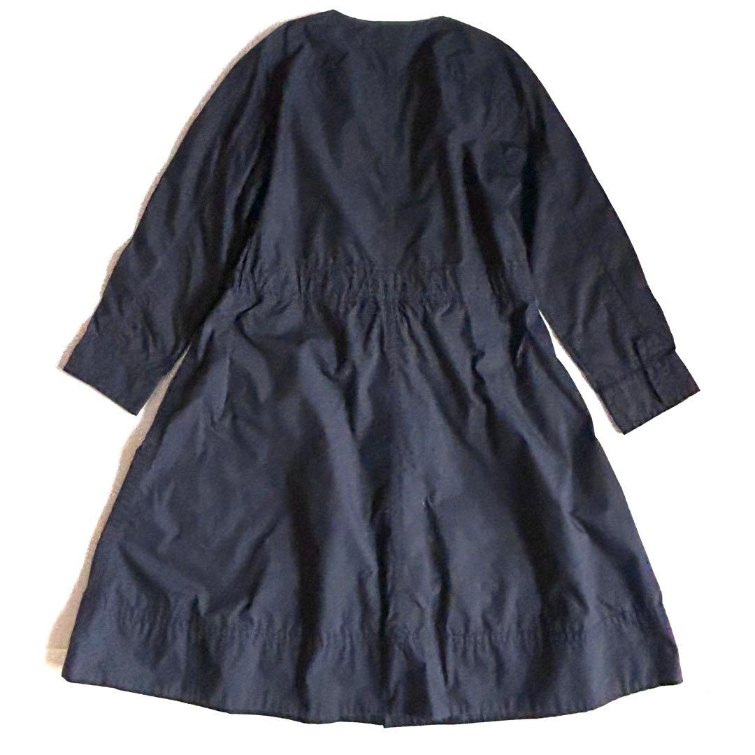 美品 MACPHEE TOMORROWLAND ノーカラーコート ネイビー 38