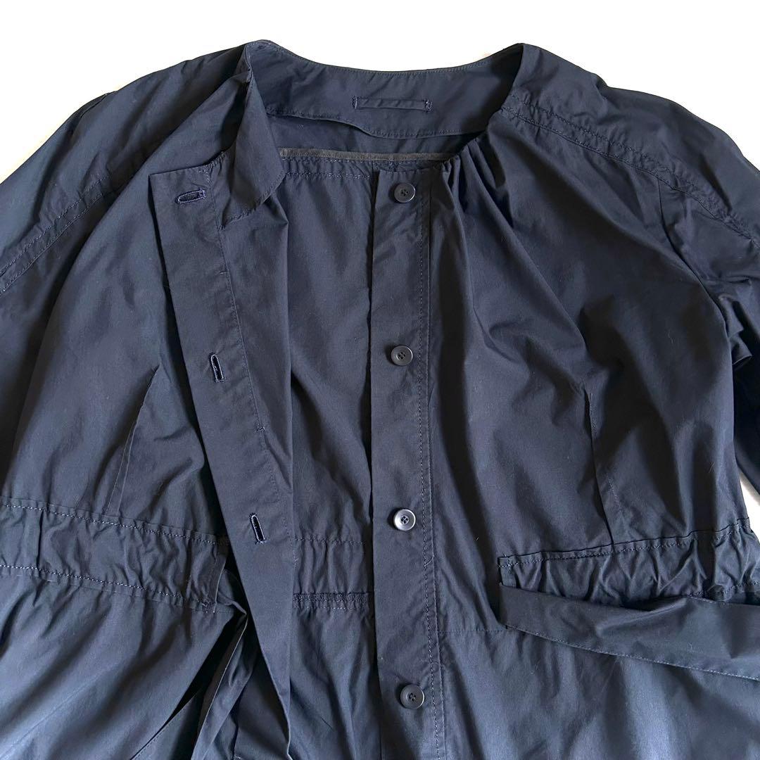 美品 MACPHEE TOMORROWLAND ノーカラーコート ネイビー 38