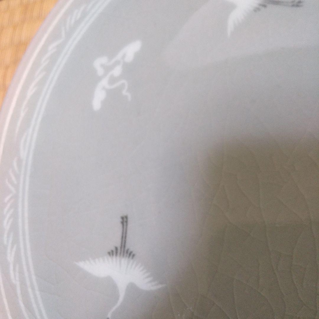 茶道具  雲鶴青磁皿   東國窯  方 赤赤(かく)山  作
