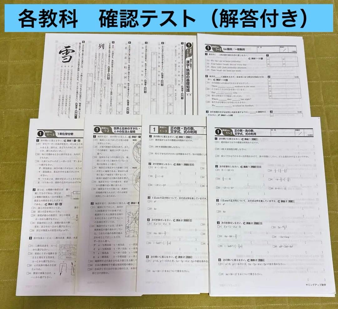 サミングアップ 英語 国語 理科 社会 数学6冊セット　確認テスト解答付き