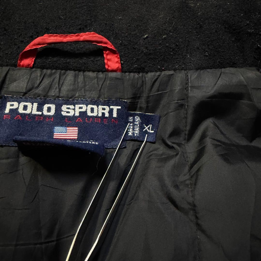 90s POLO SPORTS ダウンベスト 刺繍ロゴ USA国旗 ドローコード