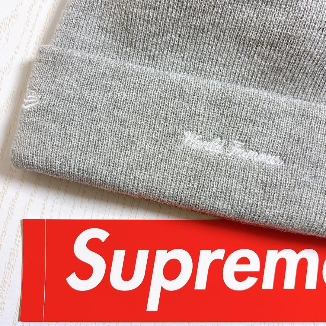 Supreme NEW ERA ニット帽　ビーニー　BOXロゴ　グレー　灰色
