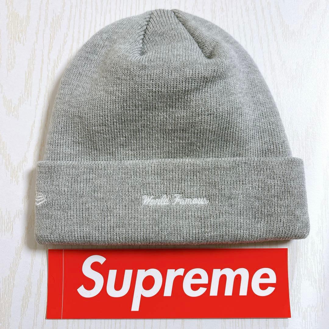 Supreme NEW ERA ニット帽　ビーニー　BOXロゴ　グレー　灰色