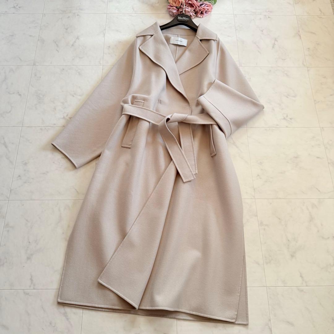 極美品★定価9.8万 ADORE ライトリバーバックベルトコート ファーベルト