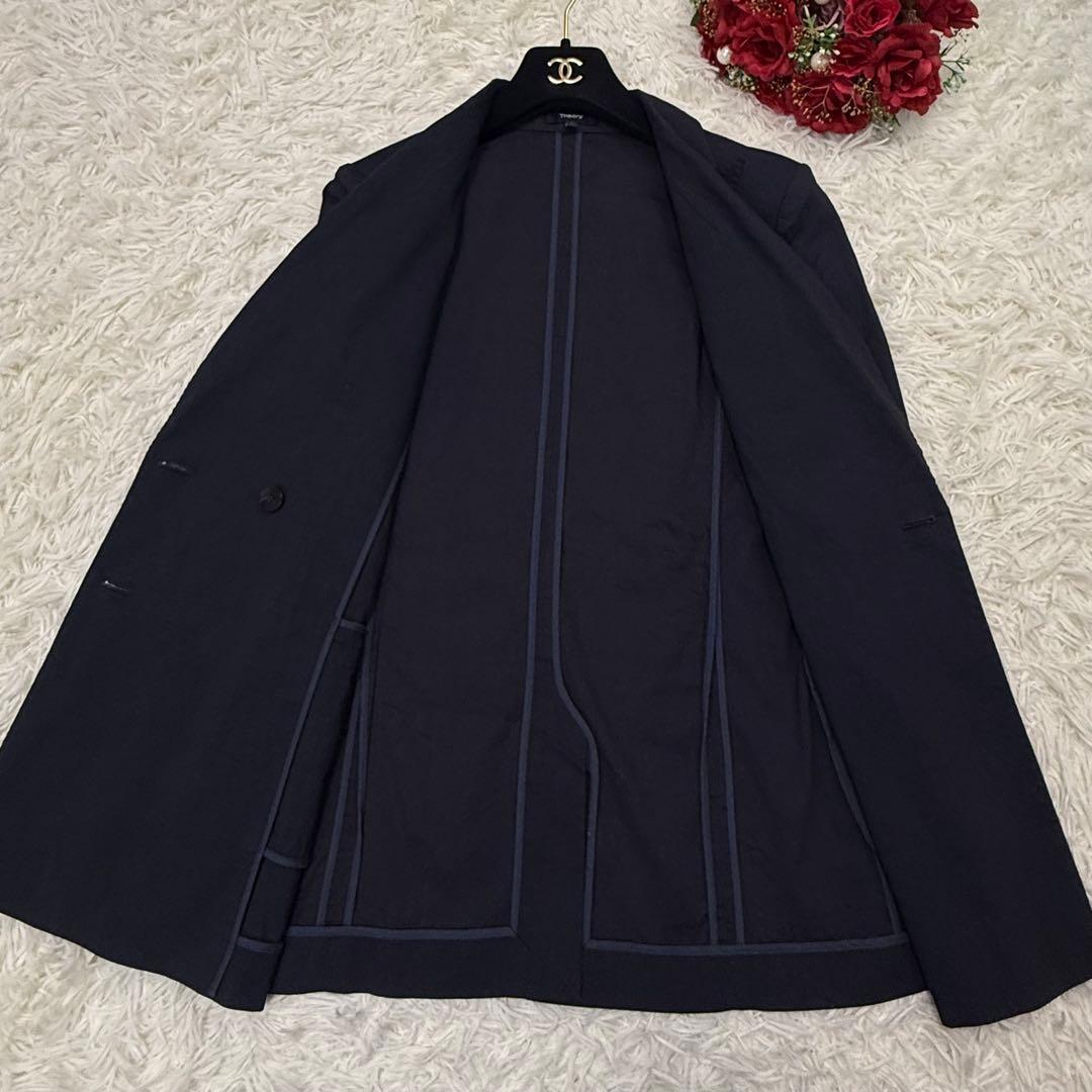 美品☆Theory Tailor DB JKT ダブル リネンジャケット 2 紺