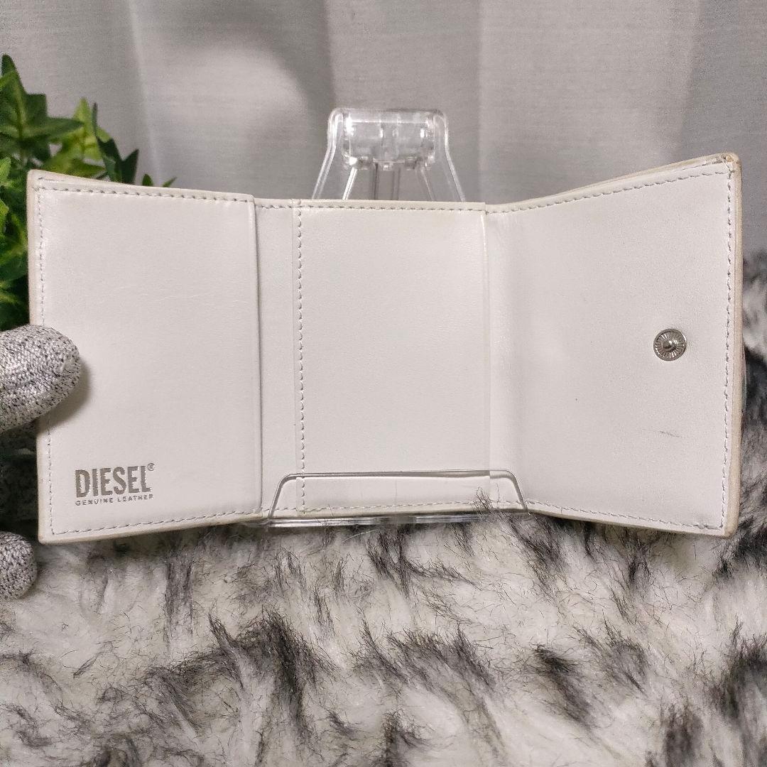 DIESEL 三つ折り財布 ホワイト Dロゴ レザー ディーゼル 財布 白 革