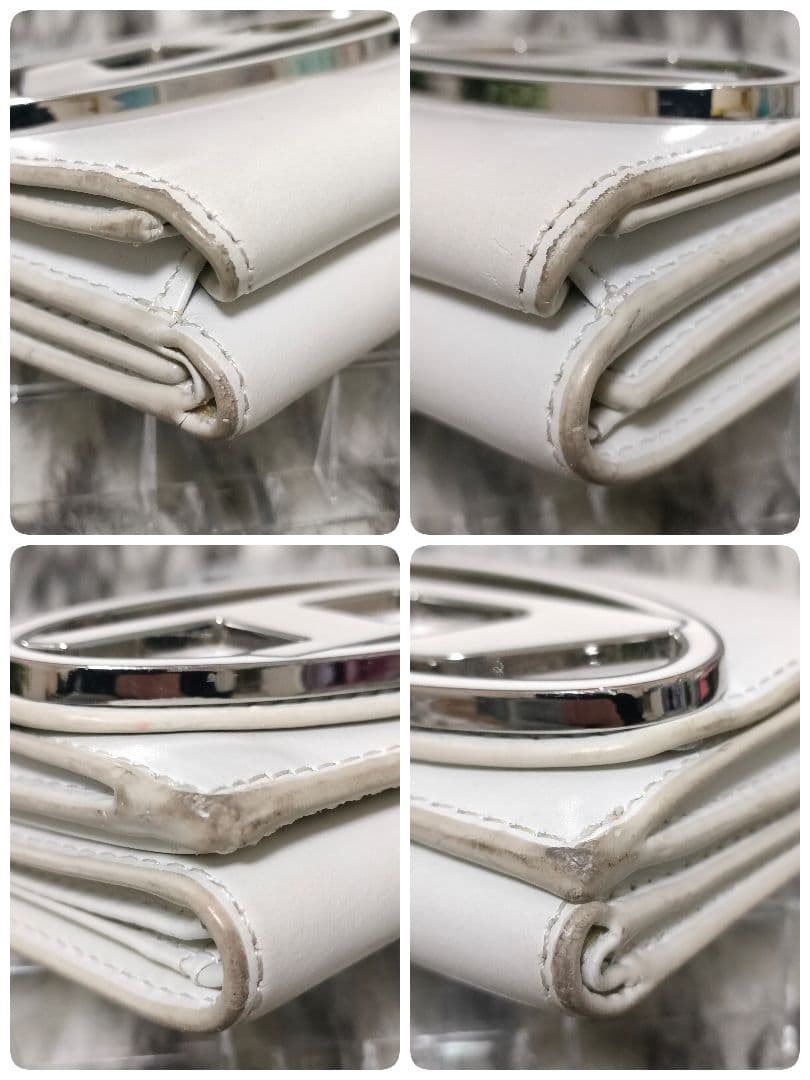 DIESEL 三つ折り財布 ホワイト Dロゴ レザー ディーゼル 財布 白 革