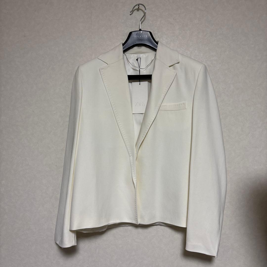 J626★新品 ザラ ステッチ ブレザー ジャケット 羽織り XS(7-9号)白