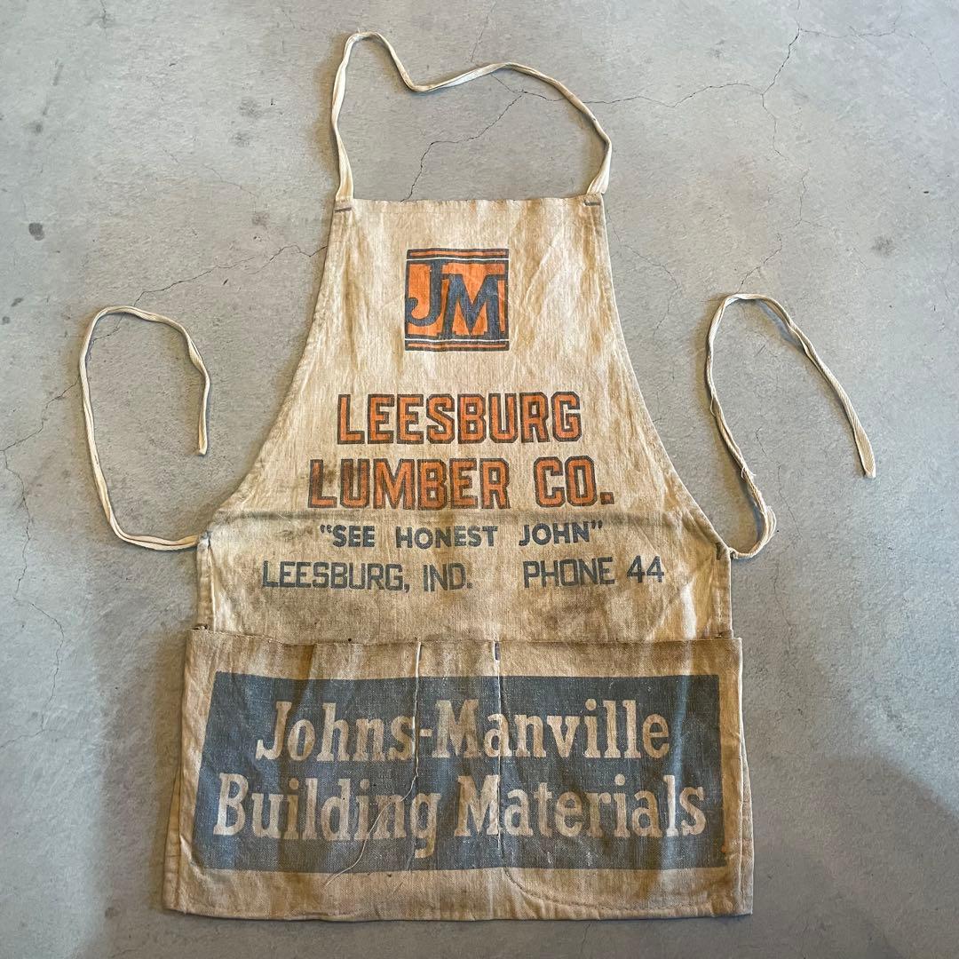 40s ワークエプロン　ビンテージ　染み込みプリント　apron vintage