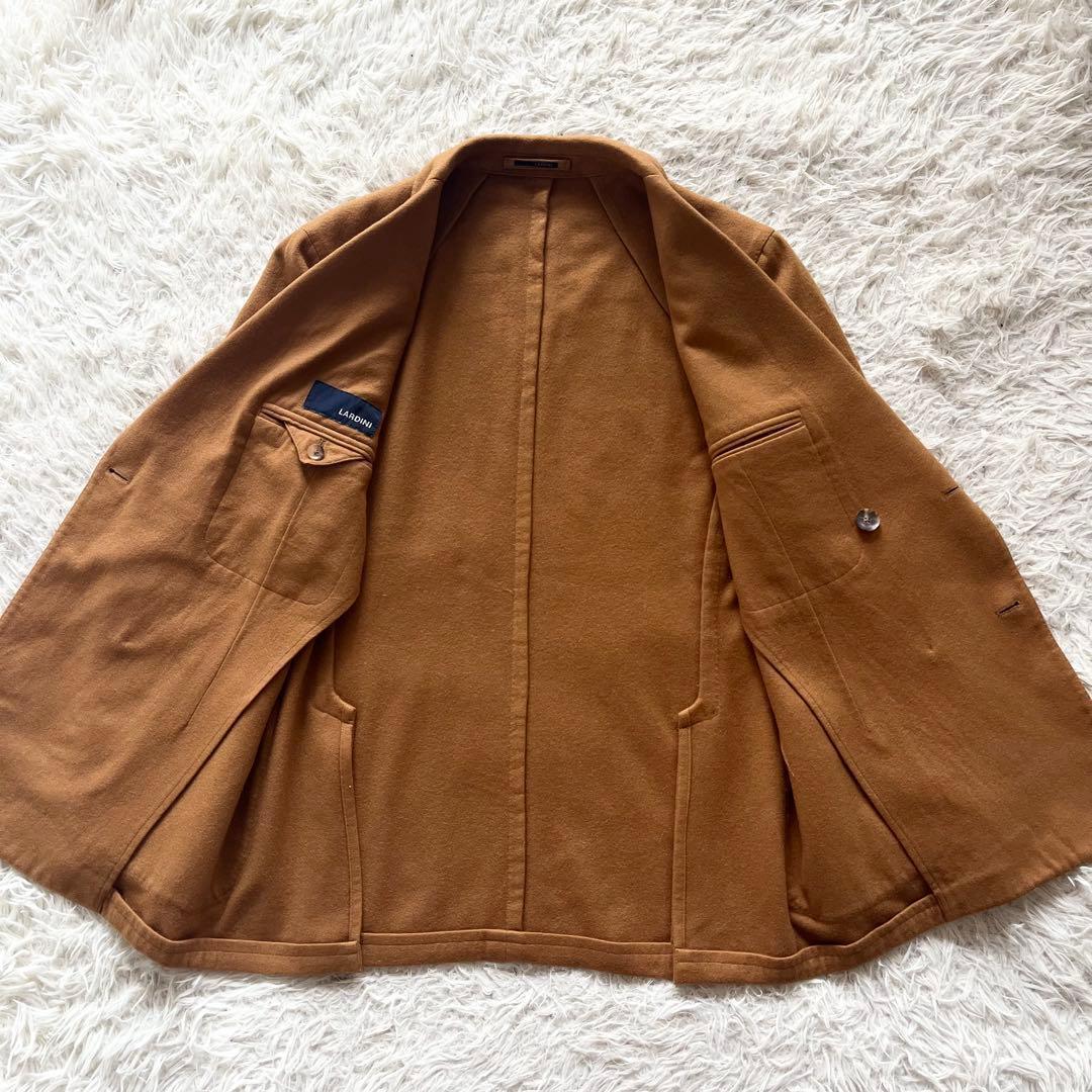 <極美品>LARDINI カシミヤ100% キャメル ダブル ジャケット 50
