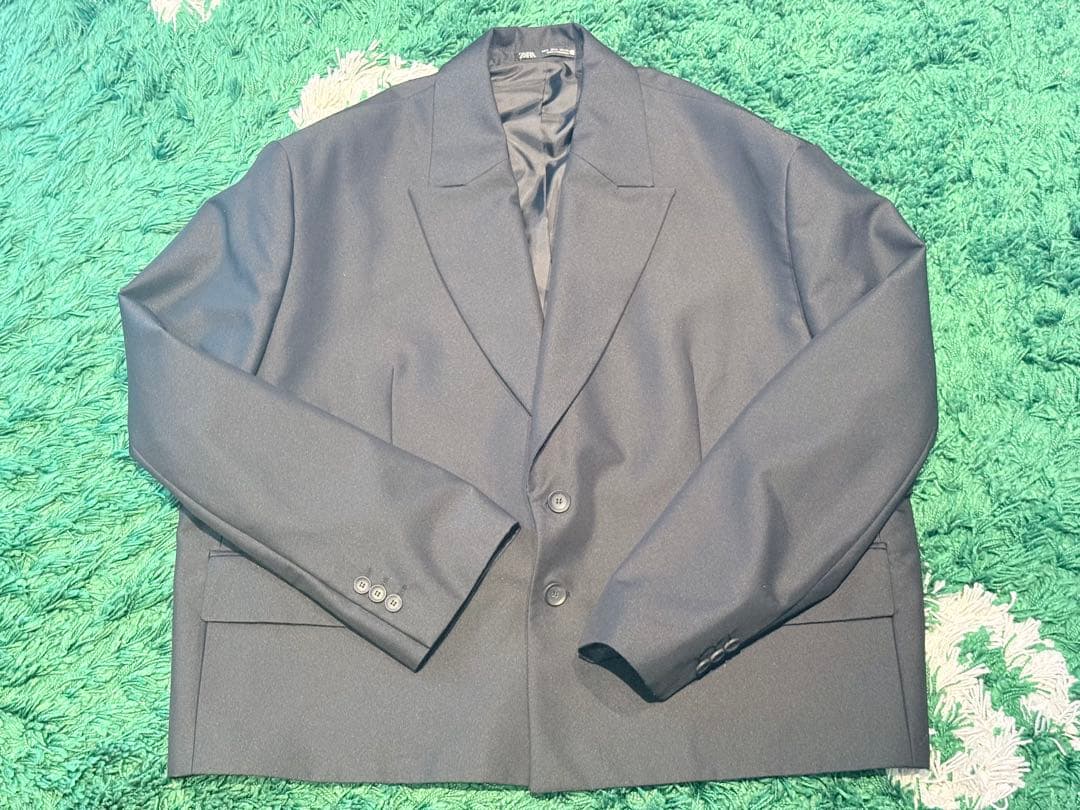 新品　Lサイズ　ZARA クロップド　ブラザー　ジャケット　ブラック