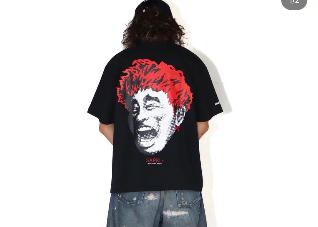 ★新品 SAPEur サプール 浜田雅功レジェンドスマイルヘッドＴシャツ XL黒