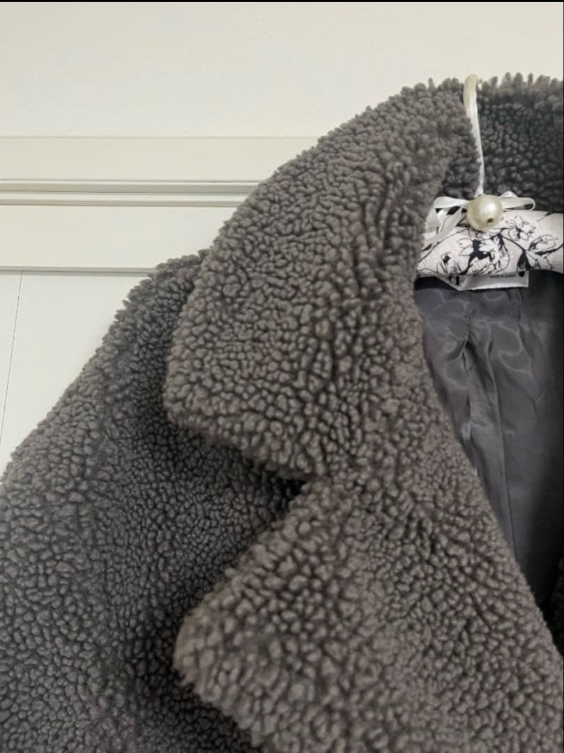グレー ボア ダブルブレスト ロングコート ZARA ザラ テディ