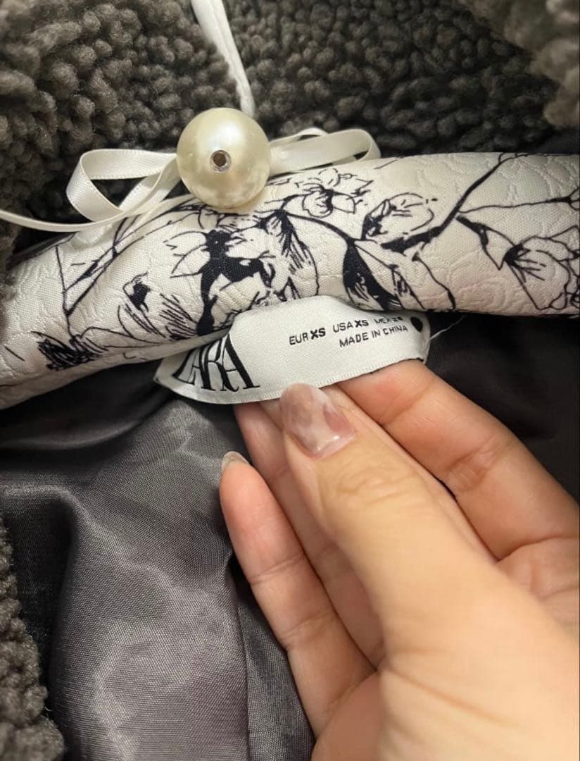 グレー ボア ダブルブレスト ロングコート ZARA ザラ テディ