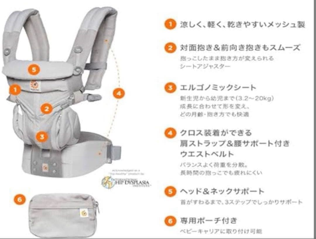 美品 ergobaby エルゴベビー OMNI 360 抱っこひも グレー
