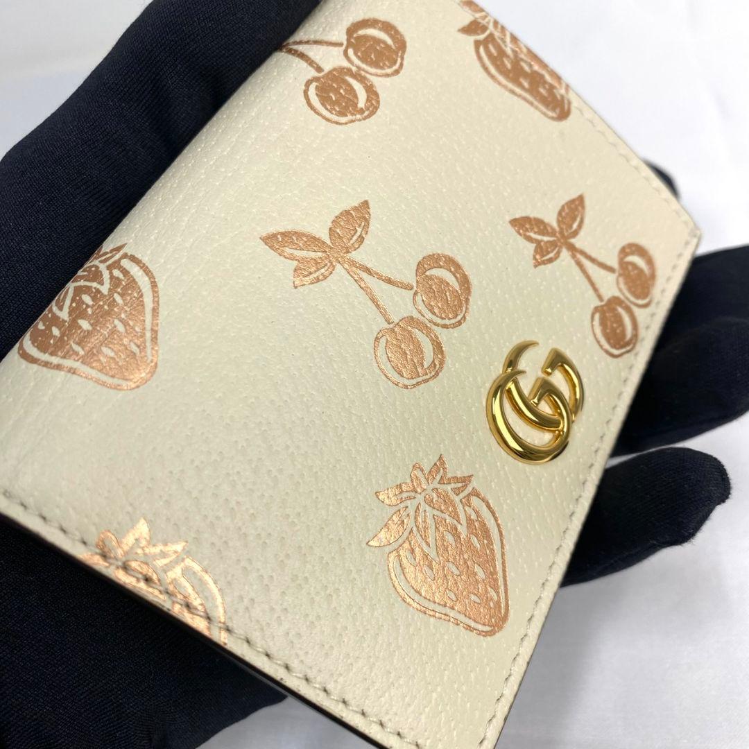 ✨️未使用に近い✨️ グッチ マーモント いちご チェリー ミニ財布 ホワイト