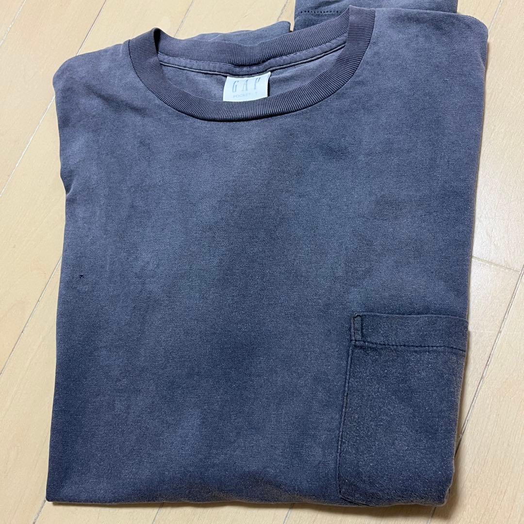 90s GAP ポケット Tシャツ ブラック フェード USA製 OLD ポケT